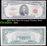 1963 Red Seal $5 Legal Tender Note Grades f+