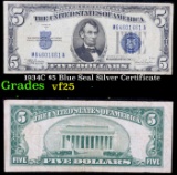 1934C $5 Blue Seal Silver Certificate Grades vf+