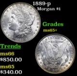 1889-p Morgan Dollar $1 Grades GEM+ Unc