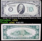 1934C $10 Green Seal Federal Reserve Note Grades vf+