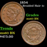 1854 Braided Hair Large Cent 1c Grades Select Unc BN