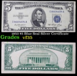 1953 $5 Blue Seal Silver Certificate Grades vf++