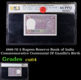 PCGS 1969-70 2 Rupees Reserve Bank of India Commemorative Centennial Of Gandhi's Birth Graded cu64 B