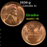 1936-p Lincoln Cent 1c Grades Gem+ Unc RB