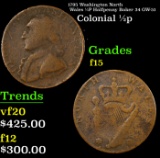 1795 Washington North Wales 1/2P Halfpenny Baker 34 GW-51 Grades f+