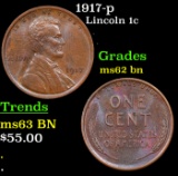 1917-p Lincoln Cent 1c Grades Select Unc BN