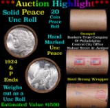 ***Auction Highlight*** Solid Uncirculated Peace silver dollar roll 1924 & P Ends, 20 coins (fc)