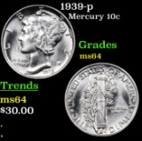 1939-p Mercury Dime 10c Grades Choice Unc