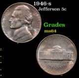 1946-s Jefferson Nickel 5c Grades Choice Unc