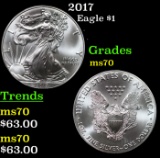 2017 Silver Eagle Dollar $1 Grades ms70, Perfection