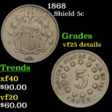 1869 Shield Nickel 5c Grades VF Details