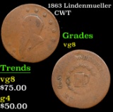 1863 Lindenmueller Civil War Token 1c Grades vg, very good