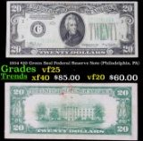 1934 $20 Green Seal Federal Reserve Note (Philadelphia, PA) Grades vf+