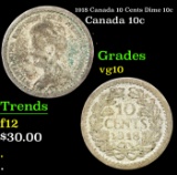 1918 Canada 10 Cents Dime 10c Grades vg+