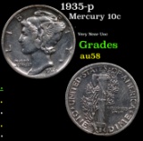 1935-p Mercury Dime 10c Grades Choice AU/BU Slider