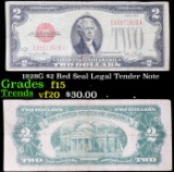 1928G $2 Red Seal Legal Tender Note Grades f+