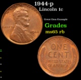 1944-p Lincoln Cent 1c Grades GEM Unc RB