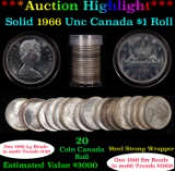 ***Auction Highlight*** Full Roll of Silver 1966 Canadian Dollar with Queen Elizabeth II, 20 Coins i