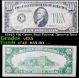 1934A $10 Green Seal Federal Reserve Note Grades vf+