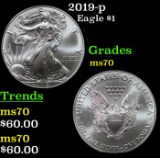2019-p Silver Eagle Dollar $1 Graded ms70