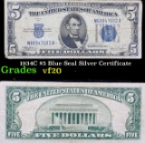 1934C $5 Blue Seal Silver Certificate Grades vf, very fine