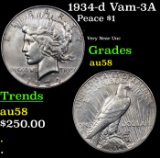 1934-d Vam-3A DDO R-6 Top 50 Peace Dollar $1 Grades Choice AU/BU Slider