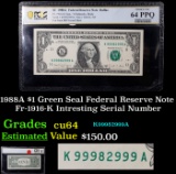 PCGS 1988A $1 Green Seal Federal Reserve Note Fr-1916-K Graded cu64 By PCGS