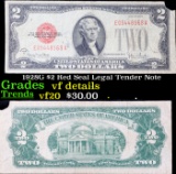1928G $2 Red Seal Legal Tender Note Grades vf details