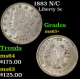 1883 N/C Liberty Nickel 5c Grades Select+ Unc