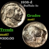 1938-d Buffalo Nickel 5c Grades GEM++ Unc