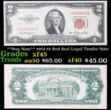 **Star Note** 1953 $2 Red Seal Legal Tender Note Grades xf+