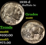 1938-d Buffalo Nickel 5c Grades GEM+ Unc