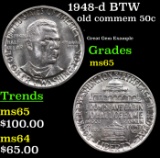 1948-d BTW Old Commem Half Dollar 50c Grades GEM Unc