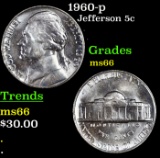 1960-p Jefferson Nickel 5c Grades GEM+ Unc