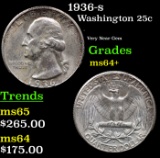 1936-s Washington Quarter 25c Grades Choice+ Unc