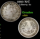 1883 N/C Liberty Nickel 5c Grades vf+