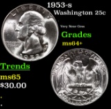 1953-s Washington Quarter 25c Grades Choice+ Unc