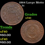 1864 Large Motto Two Cent Piece 2c Grades xf