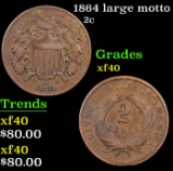 1864 large motto Two Cent Piece 2c Grades xf