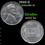 1943-d Lincoln Cent 1c Grades Select Unc BN