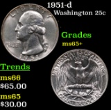 1951-d Washington Quarter 25c Grades GEM+ Unc
