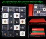 20 Collectible Coins Including Silver, Mercury, Barber, Bust, Flying Eagle, Indian, Large Cent, Proo