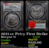 PCGS 2021-cc Privy Morgan Dollar First Strike $1 Graded ms69 By PCGS