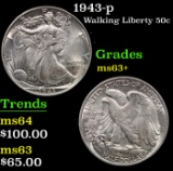 1943-p Walking Liberty Half Dollar 50c Grades Select+ Unc