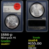 1886-p Morgan Dollar $1 Graded ms63+ By US Rare Coin