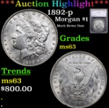 ***Auction Highlight*** 1892-p Morgan Dollar $1 Graded ms63 By SEGS (fc)