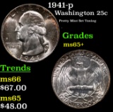 1941-p Washington Quarter 25c Grades GEM+ Unc