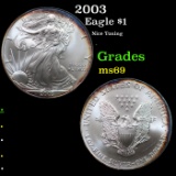 2003 Silver Eagle Dollar $1 Grades ms69.