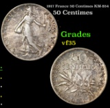1917 France 50 Centimes KM-854 Grades vf++