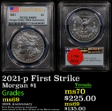 PCGS 2021-p Morgan Dollar First Strike $1 Graded ms69 By PCGS